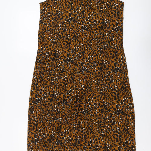 NEXT Womens Brown Animal Print Polyester Romper One-Piece Size 8 Button - Leopard Print