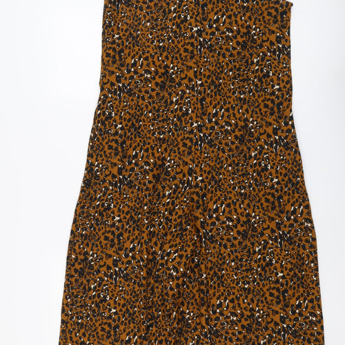 NEXT Womens Brown Animal Print Polyester Romper One-Piece Size 8 Button - Leopard Print