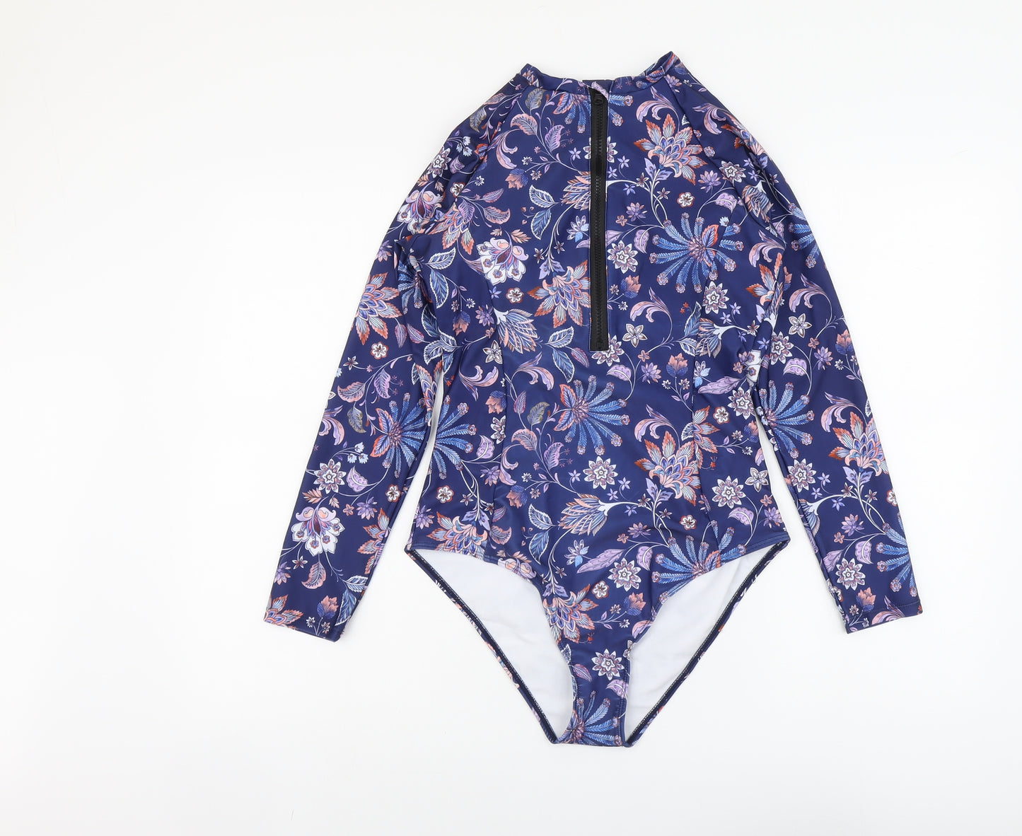 Preworn Womens Blue Floral Polyester One Piece Size XL