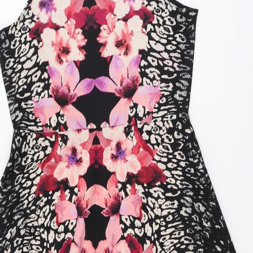 H&M Womens Black Floral Polyester Fit & Flare Size M Round Neck Pullover