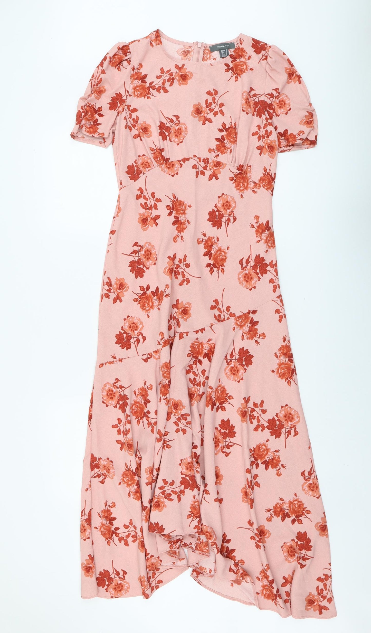 Primark Womens Pink Floral Polyester Trapeze & Swing Size 10 Round Neck Zip