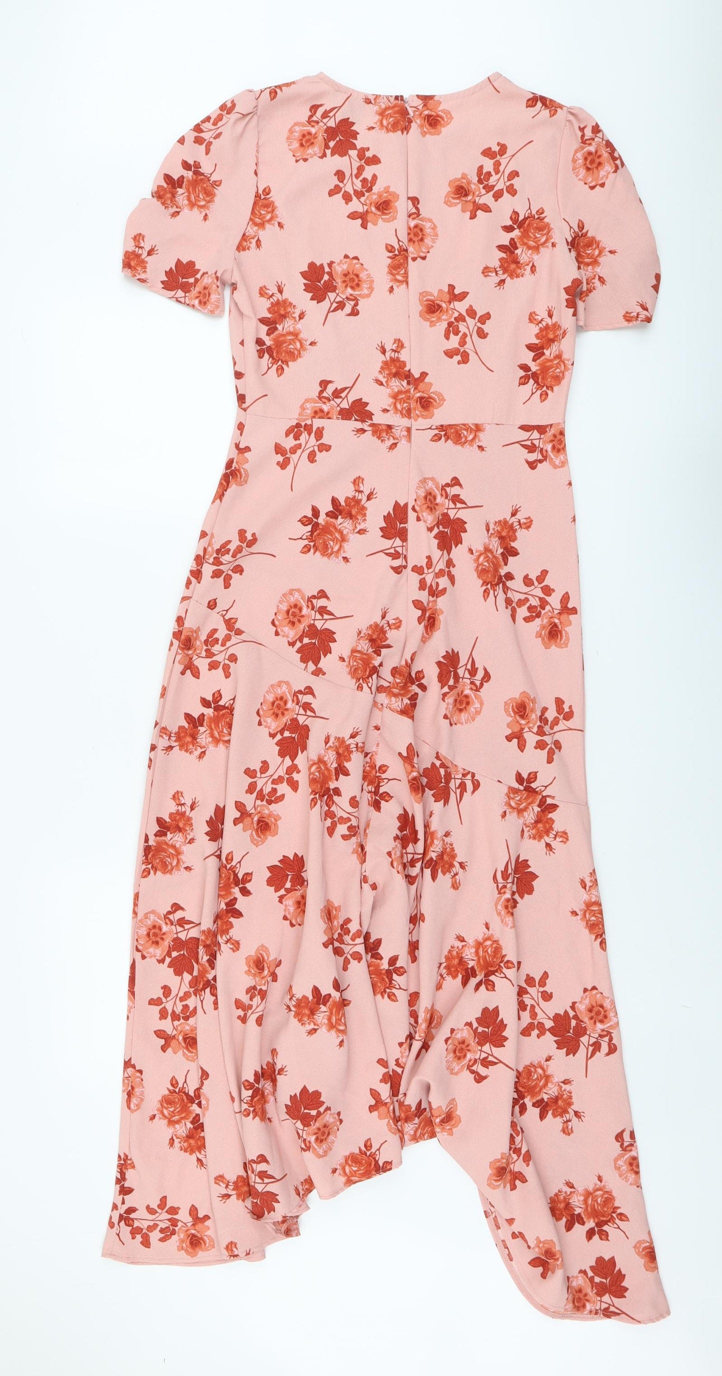 Primark Womens Pink Floral Polyester Trapeze & Swing Size 10 Round Neck Zip