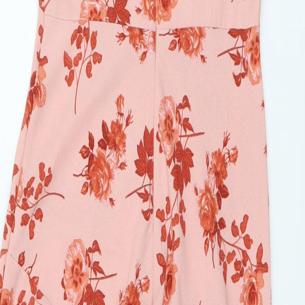 Primark Womens Pink Floral Polyester Trapeze & Swing Size 10 Round Neck Zip