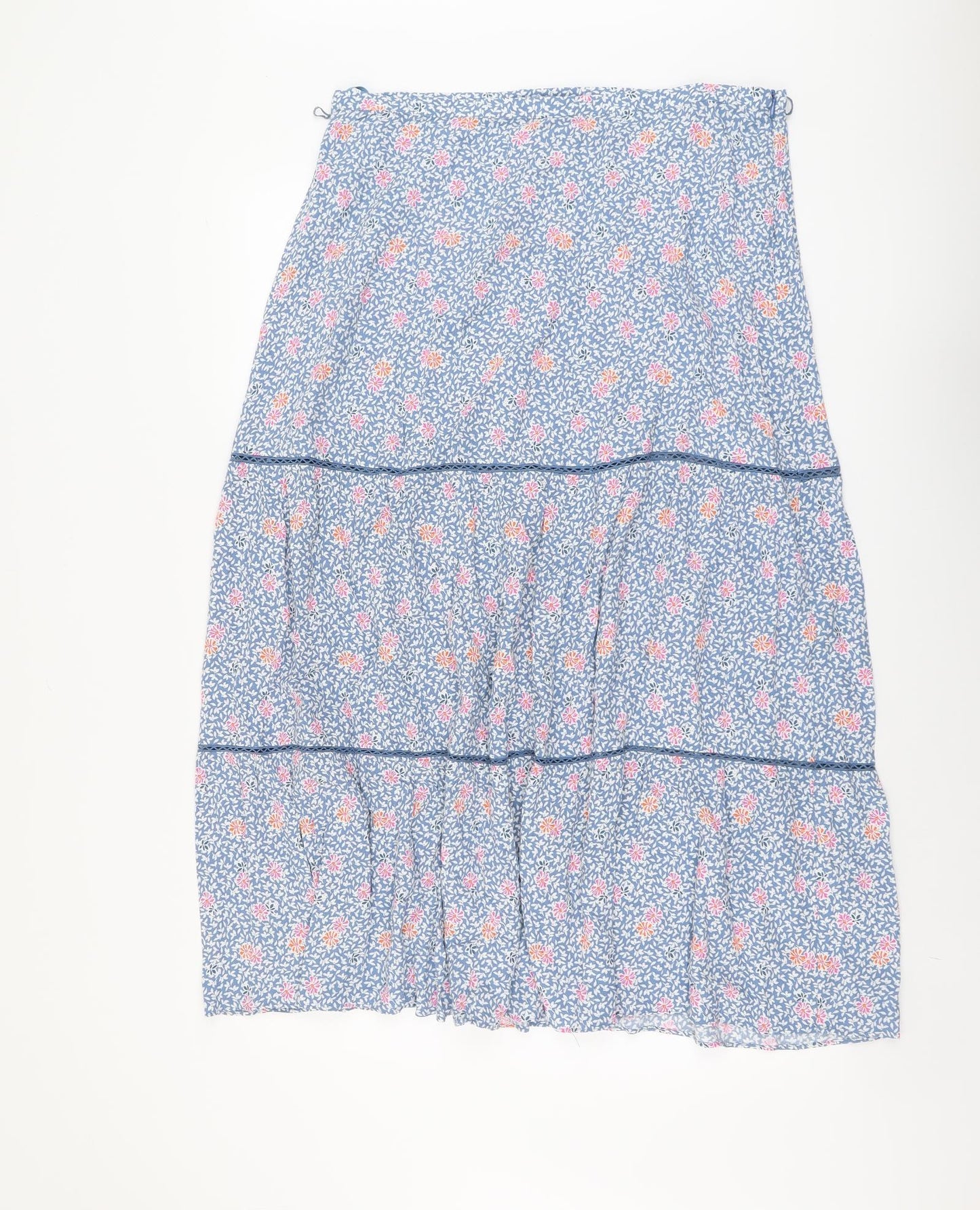 Marks and Spencer Womens Blue Floral Viscose Peasant Skirt Size 16 Zip