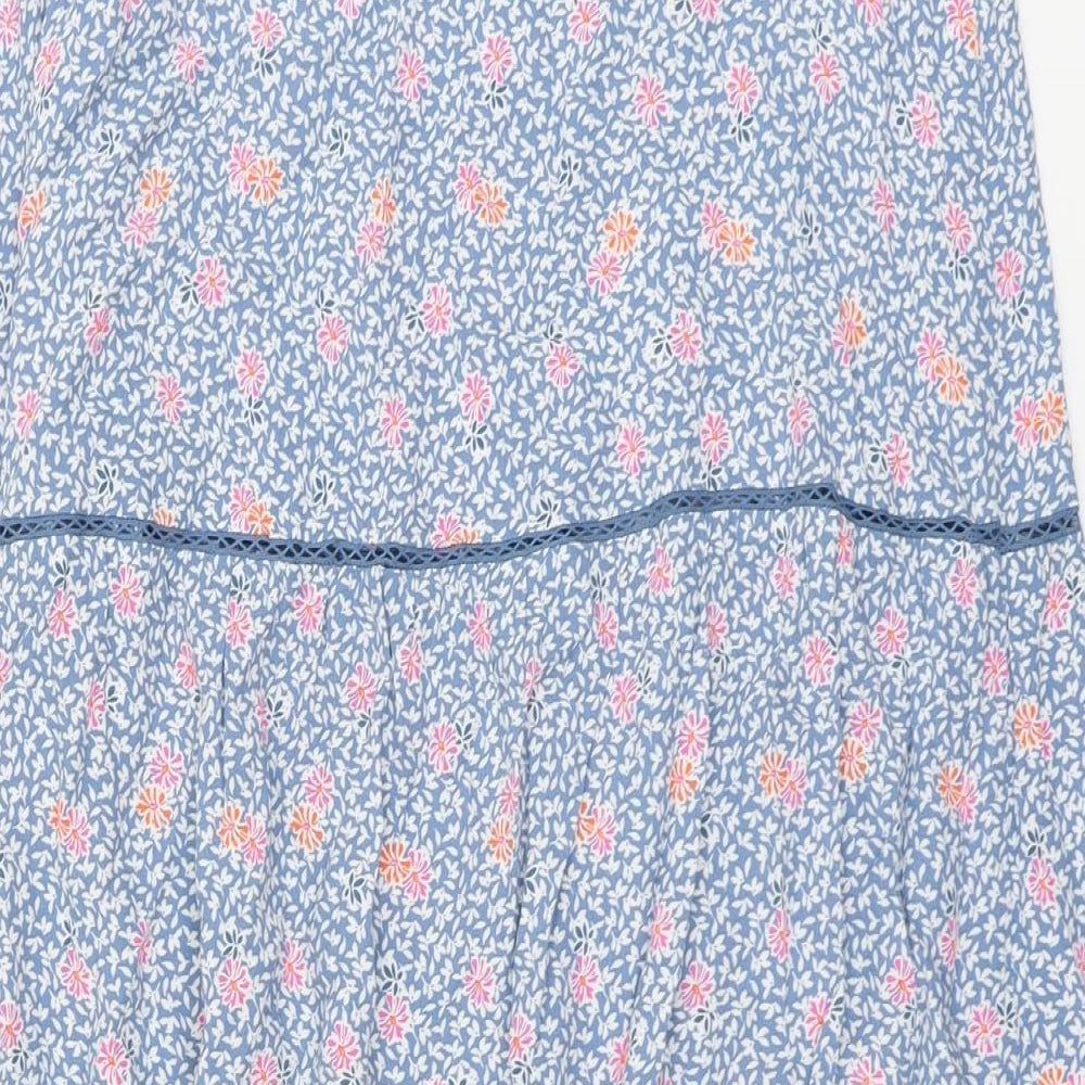 Marks and Spencer Womens Blue Floral Viscose Peasant Skirt Size 16 Zip