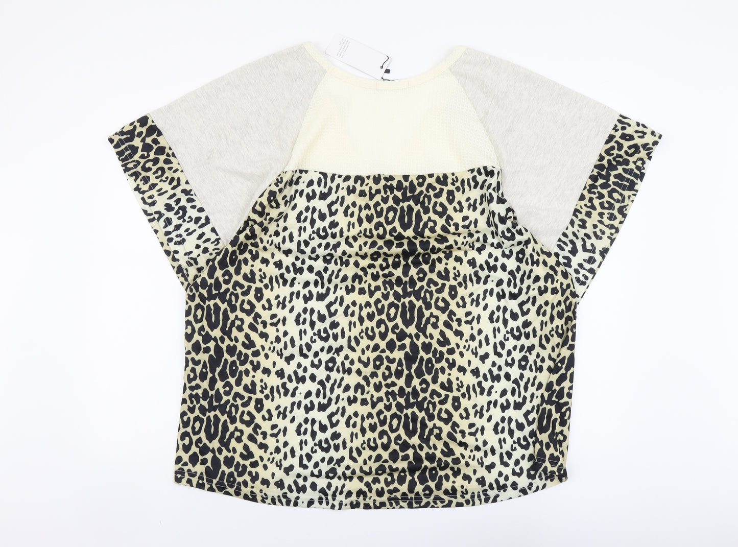 SHEILAY Womens Multicoloured Animal Print Polyester Basic Blouse Size L V-Neck - Leopard Pattern