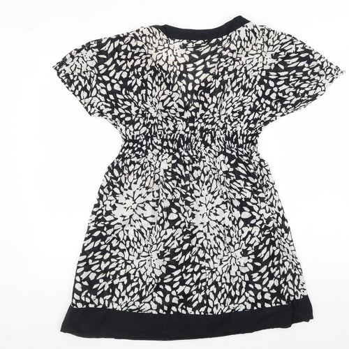 Marks and Spencer Womens Black Geometric Cotton Fit & Flare Size 14 V-Neck Pullover