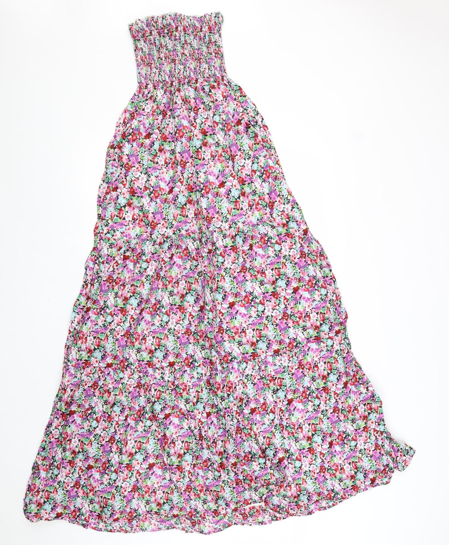 Oasis Womens Multicoloured Floral 100% Cotton Maxi Size 12 Scoop Neck Tie