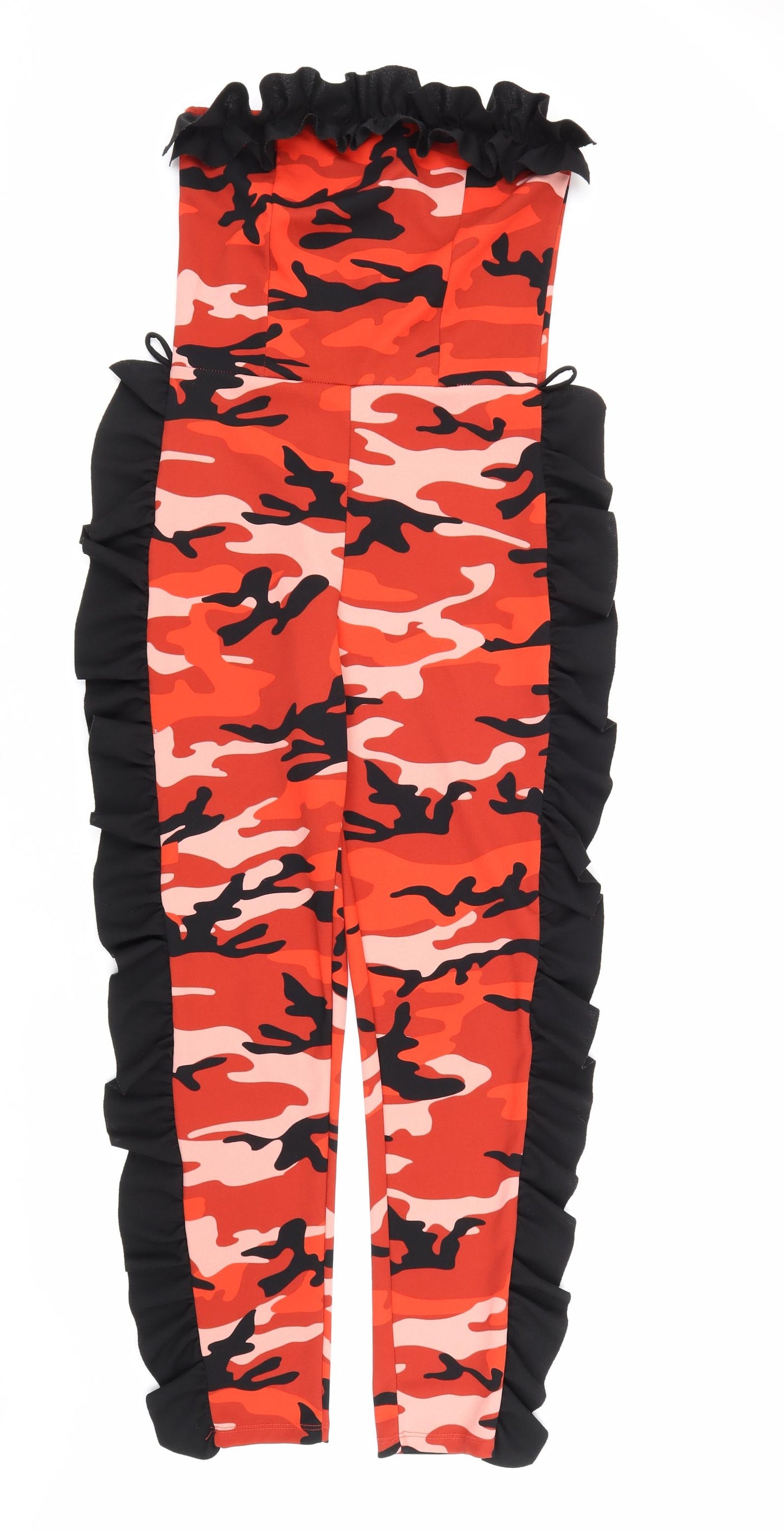 Fashion Nova Womens Red Camouflage Polyester Jumpsuit One-Piece Size M L31 in Pullover - Ruched