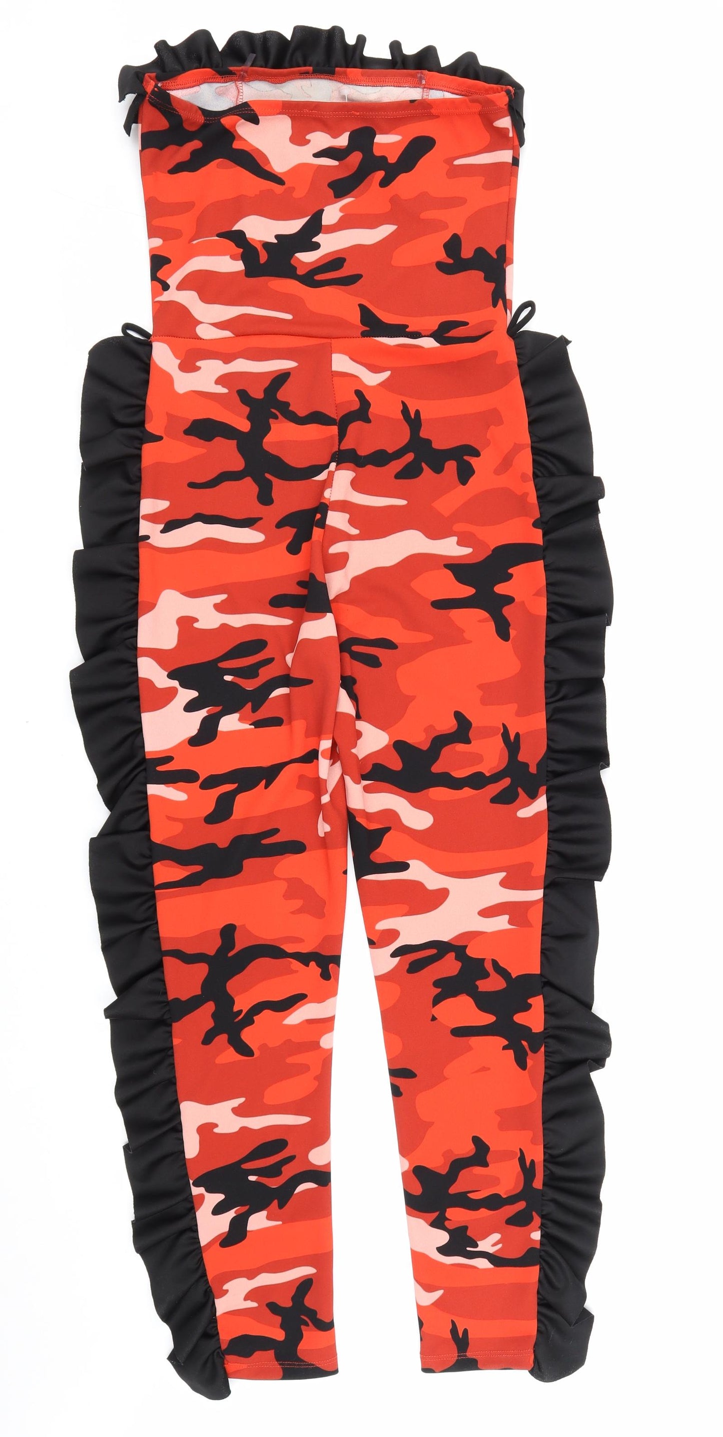 Fashion Nova Womens Red Camouflage Polyester Jumpsuit One-Piece Size M L31 in Pullover - Ruched