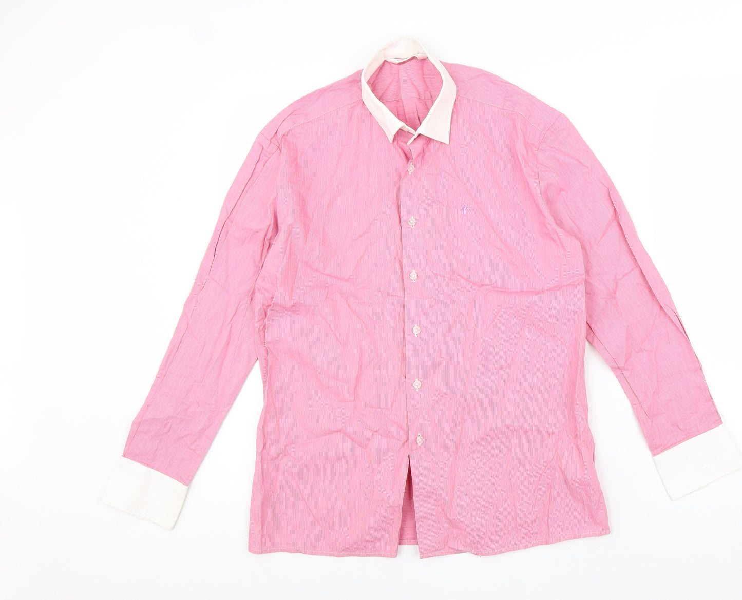 Caldene Womens Red Striped 100% Cotton Basic Button-Up Size M Collared