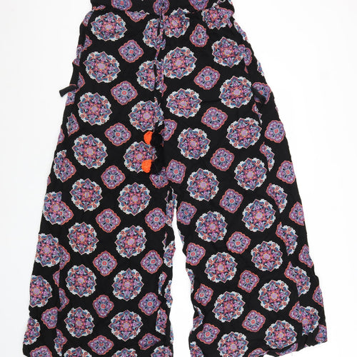 Paprika Womens Black Geometric Viscose Trousers Size L L25 in Regular Tie