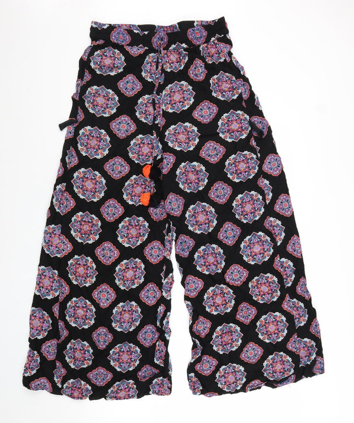 Paprika Womens Black Geometric Viscose Trousers Size L L25 in Regular Tie