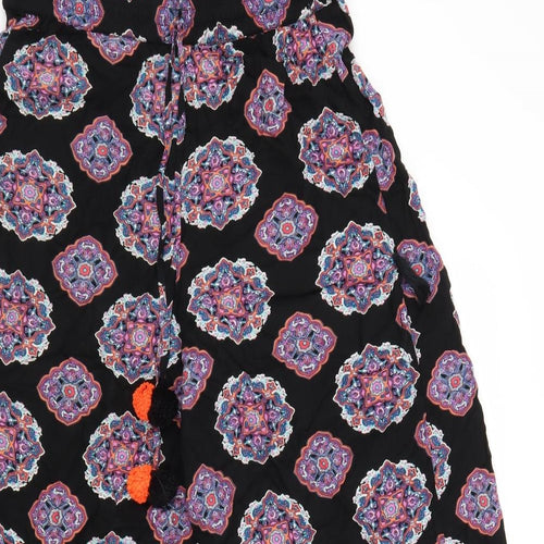 Paprika Womens Black Geometric Viscose Trousers Size L L25 in Regular Tie