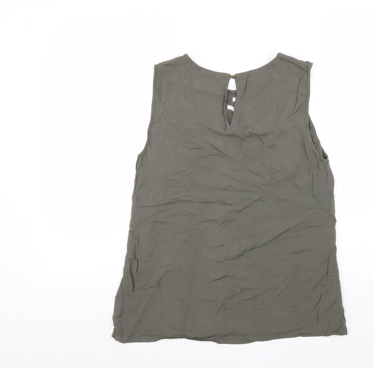 Oasis Womens Green Viscose Basic Tank Size 14 Scoop Neck - Lace Flower Detail