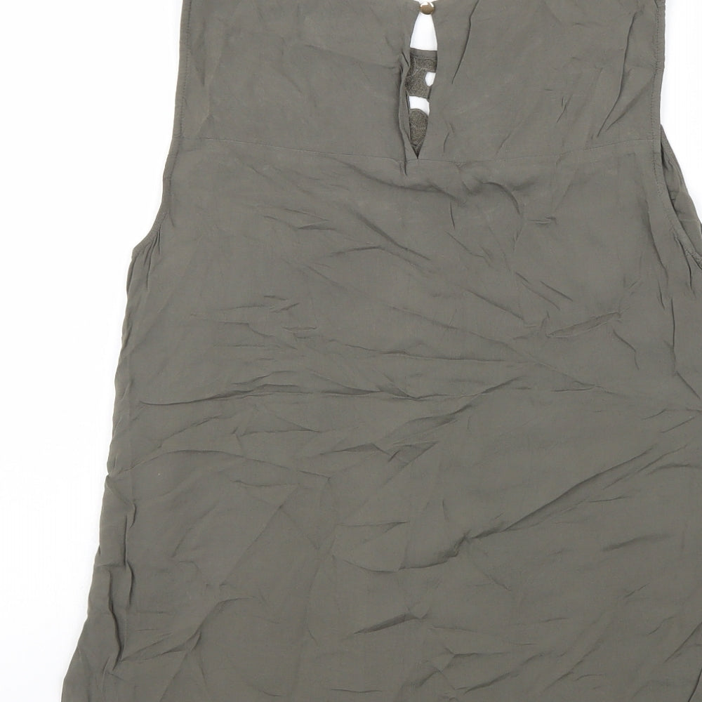 Oasis Womens Green Viscose Basic Tank Size 14 Scoop Neck - Lace Flower Detail