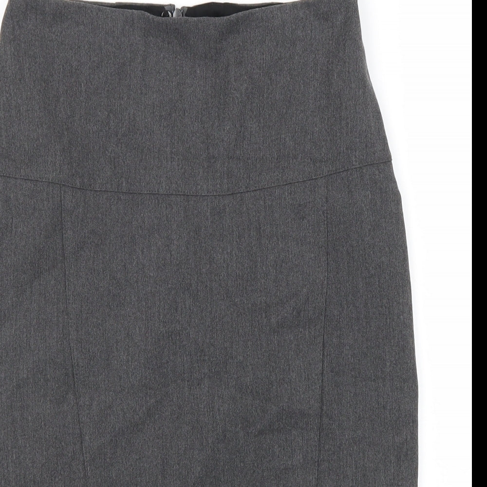 Bodyright Womens Grey Polyester Straight & Pencil Skirt Size 14 Zip
