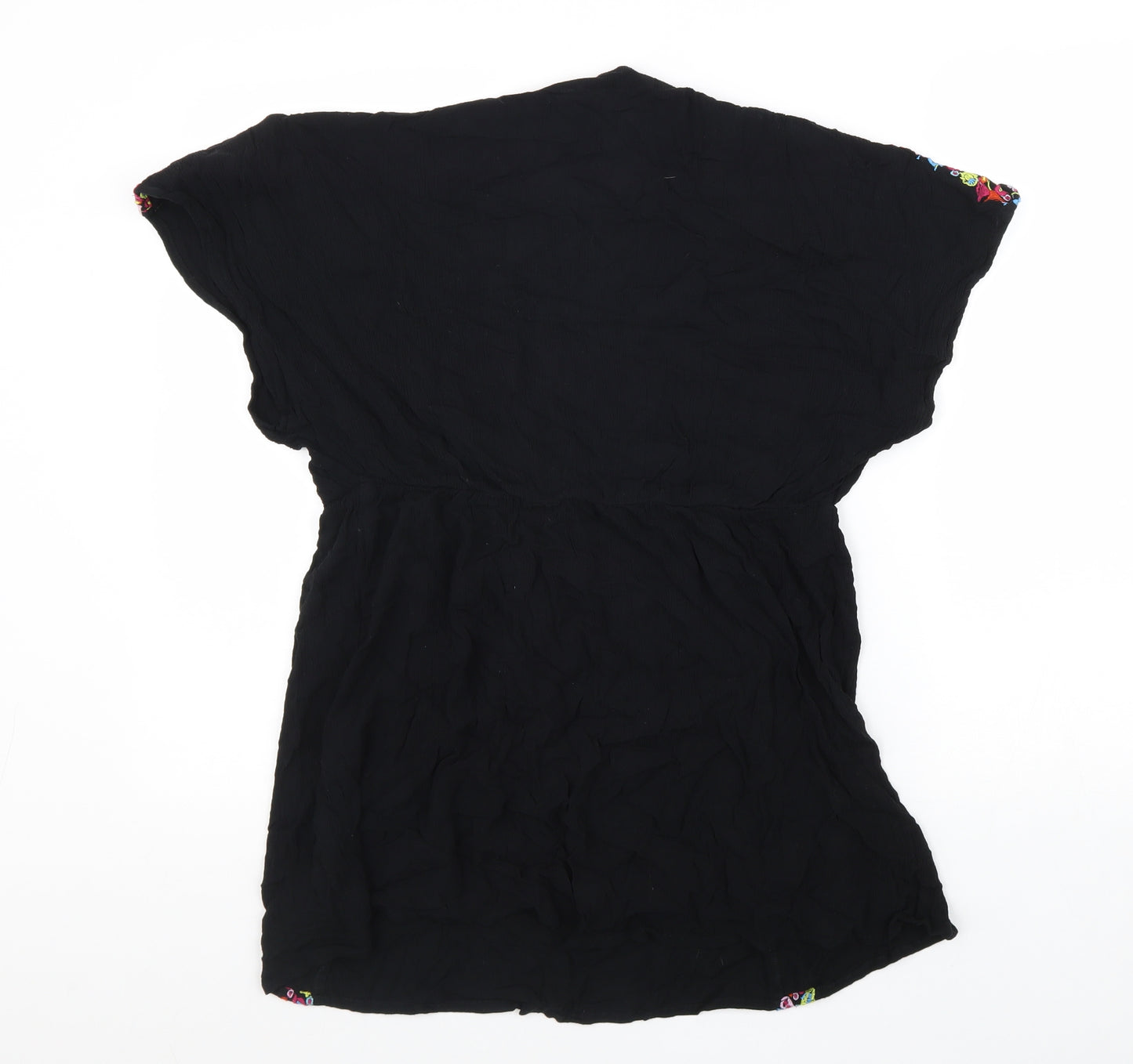 Pour Moi Womens Black Floral Viscose Tunic Blouse Size 10 V-Neck