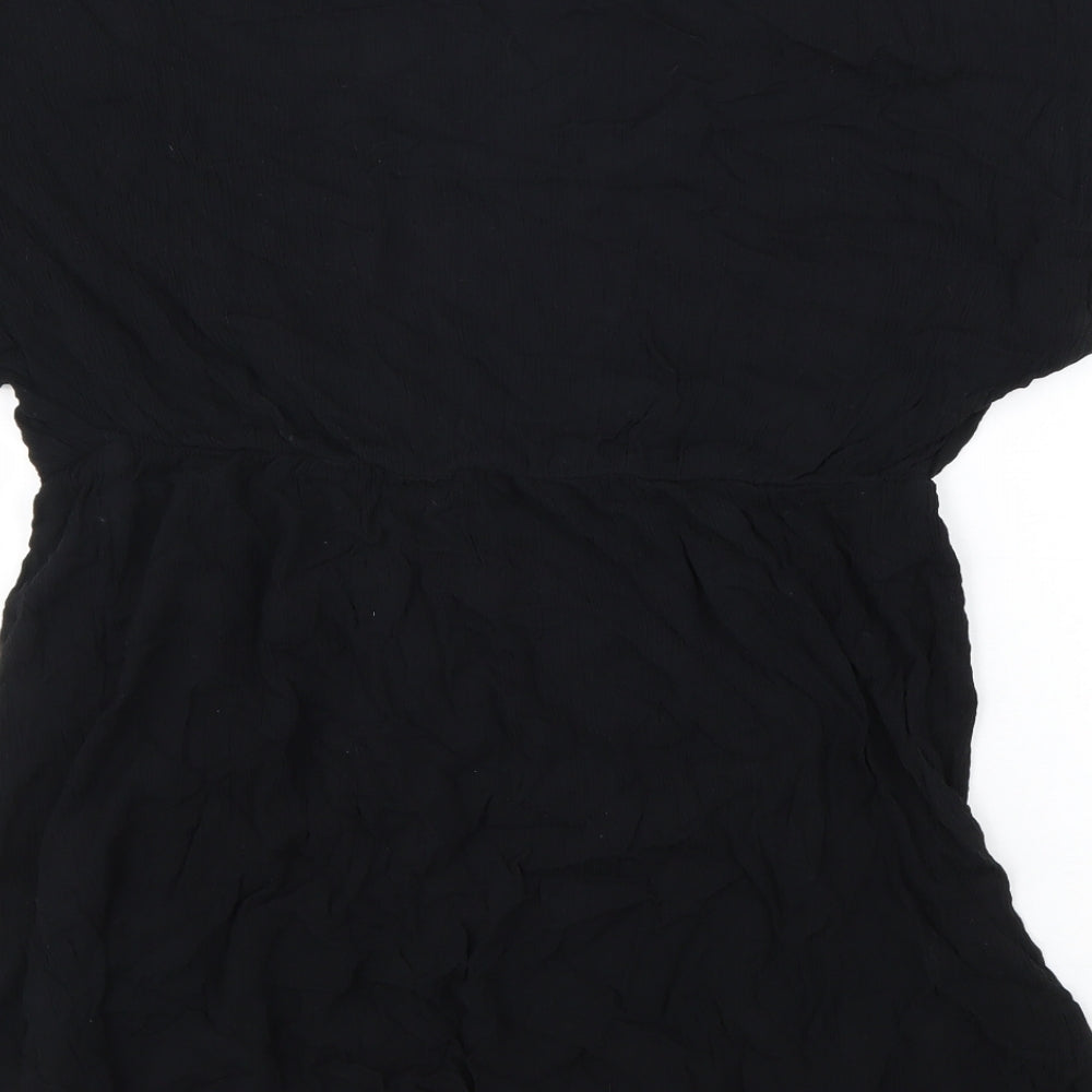 Pour Moi Womens Black Floral Viscose Tunic Blouse Size 10 V-Neck