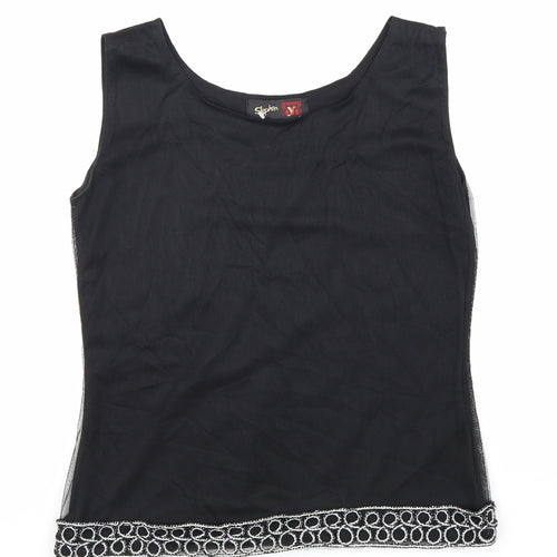 Stephen Y Womens Black Polyester Basic Tank Size S Scoop Neck