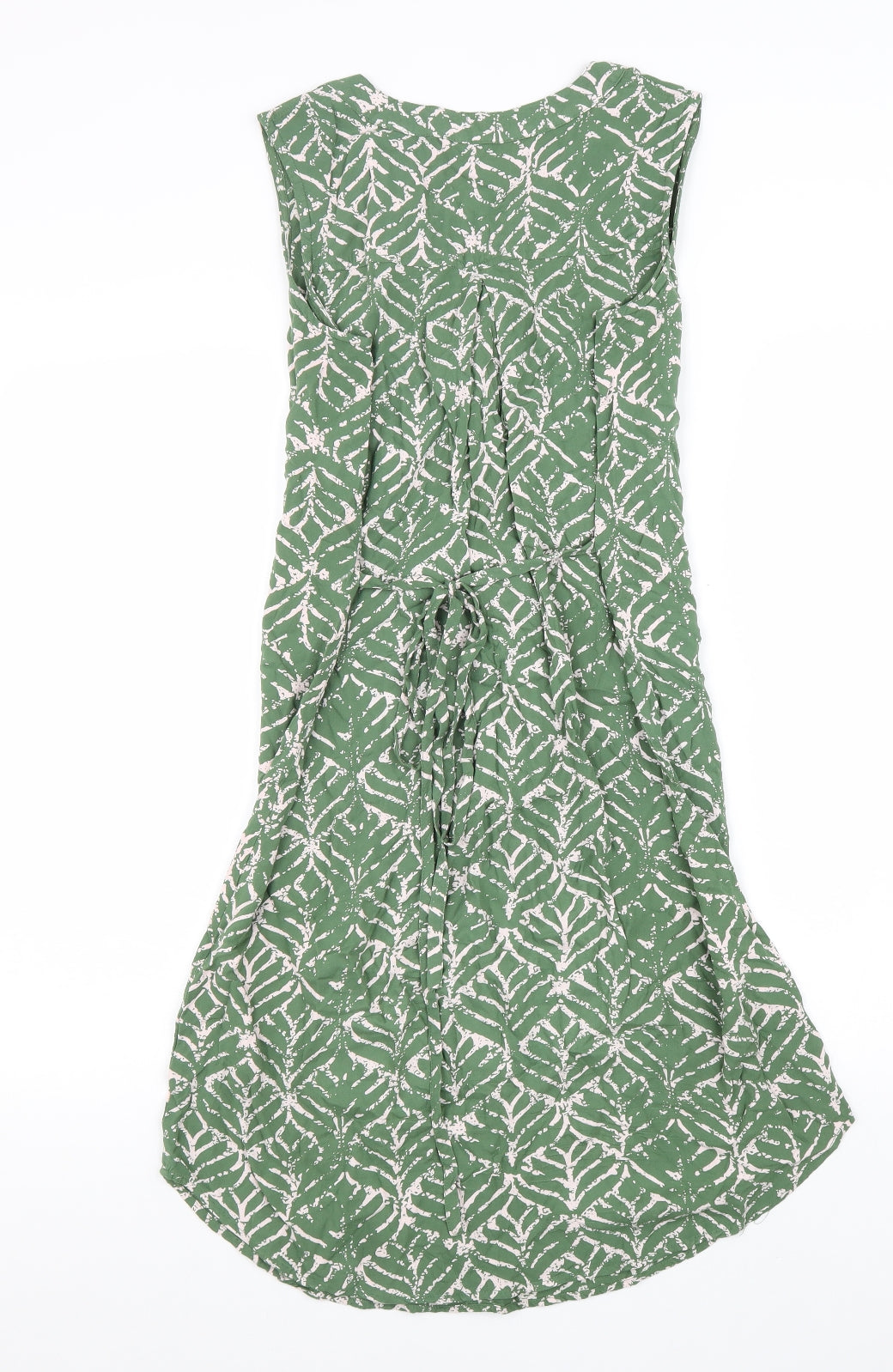 Roman Womens Green Geometric Viscose Trapeze & Swing Size 10 V-Neck Tie