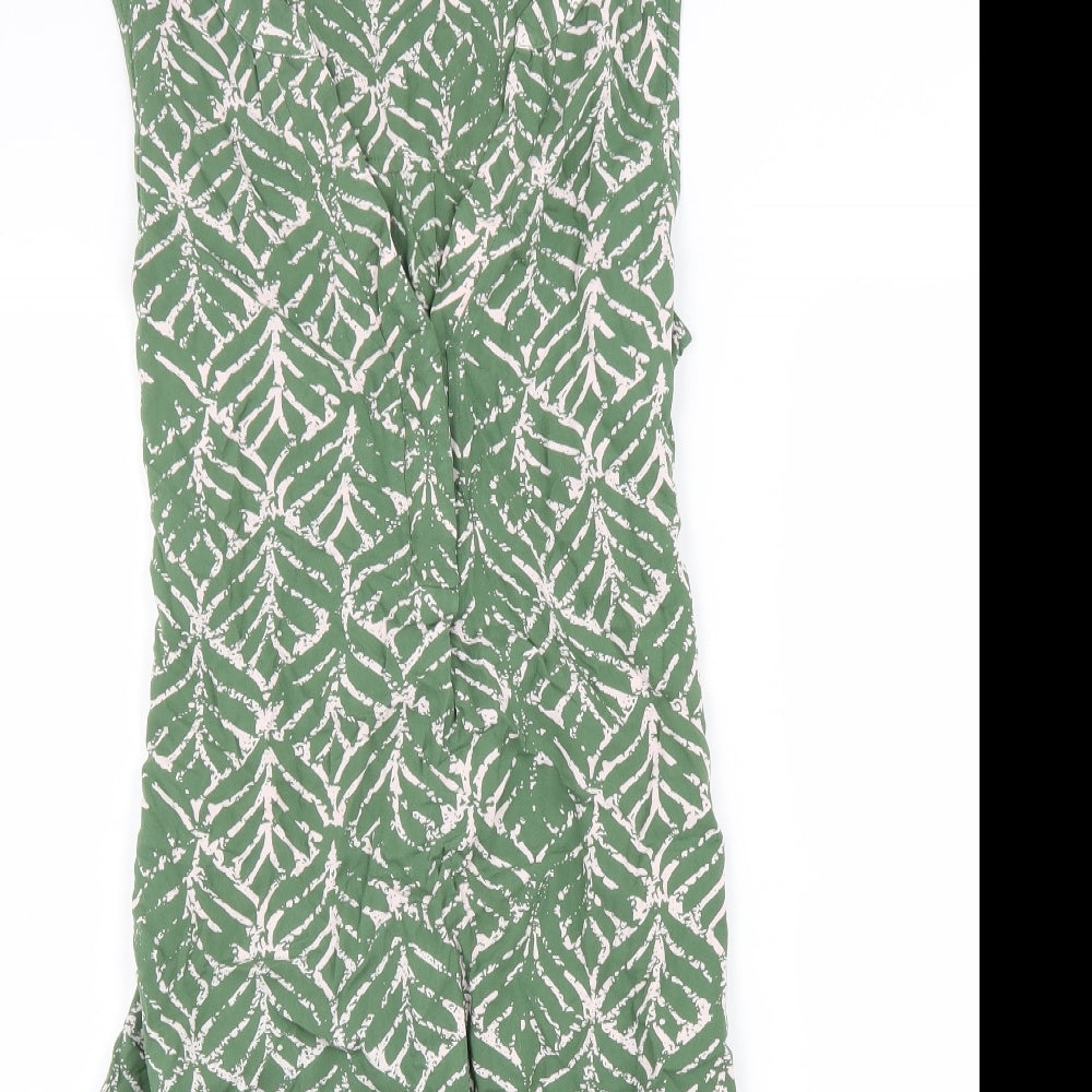Roman Womens Green Geometric Viscose Trapeze & Swing Size 10 V-Neck Tie