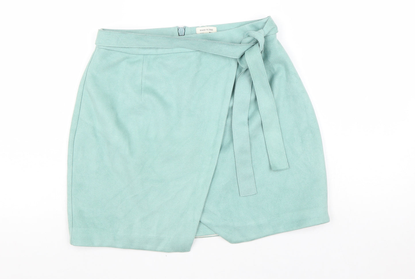 River Island Womens Blue Polyester Mini Skirt Size 10 Zip