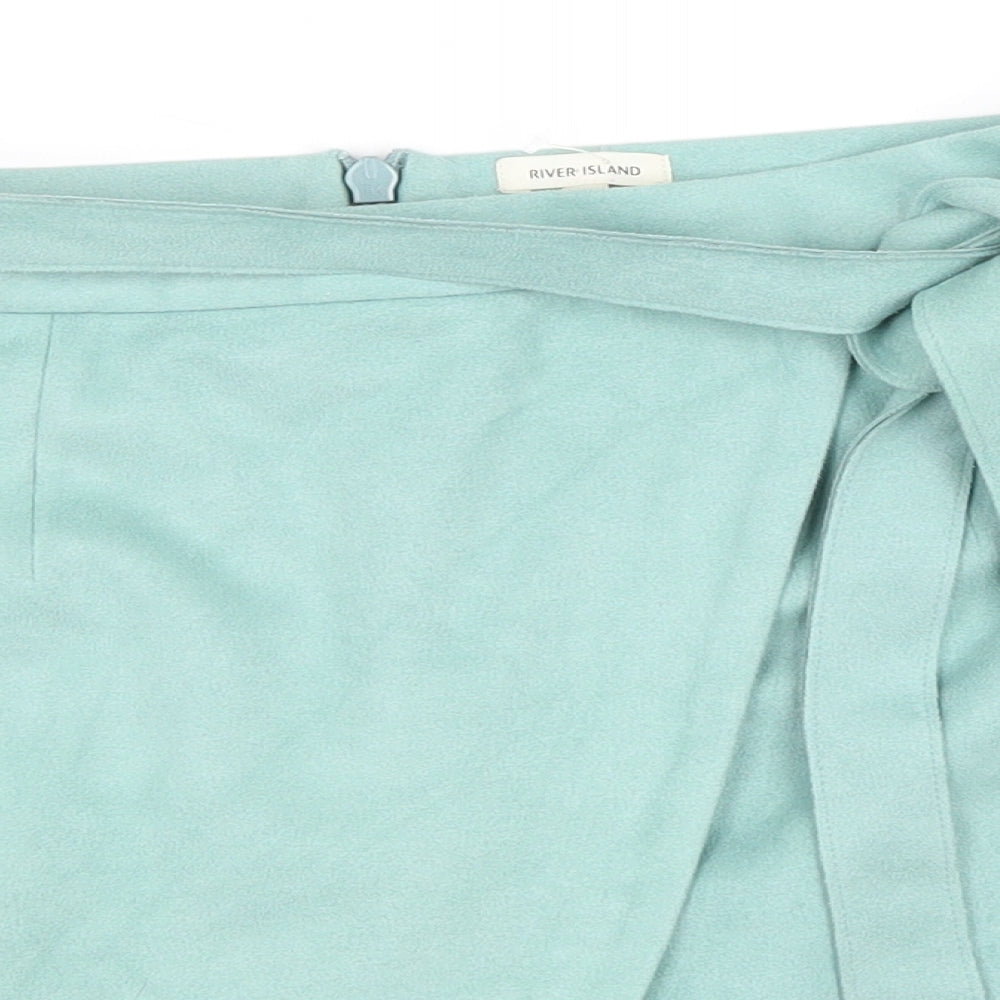 River Island Womens Blue Polyester Mini Skirt Size 10 Zip
