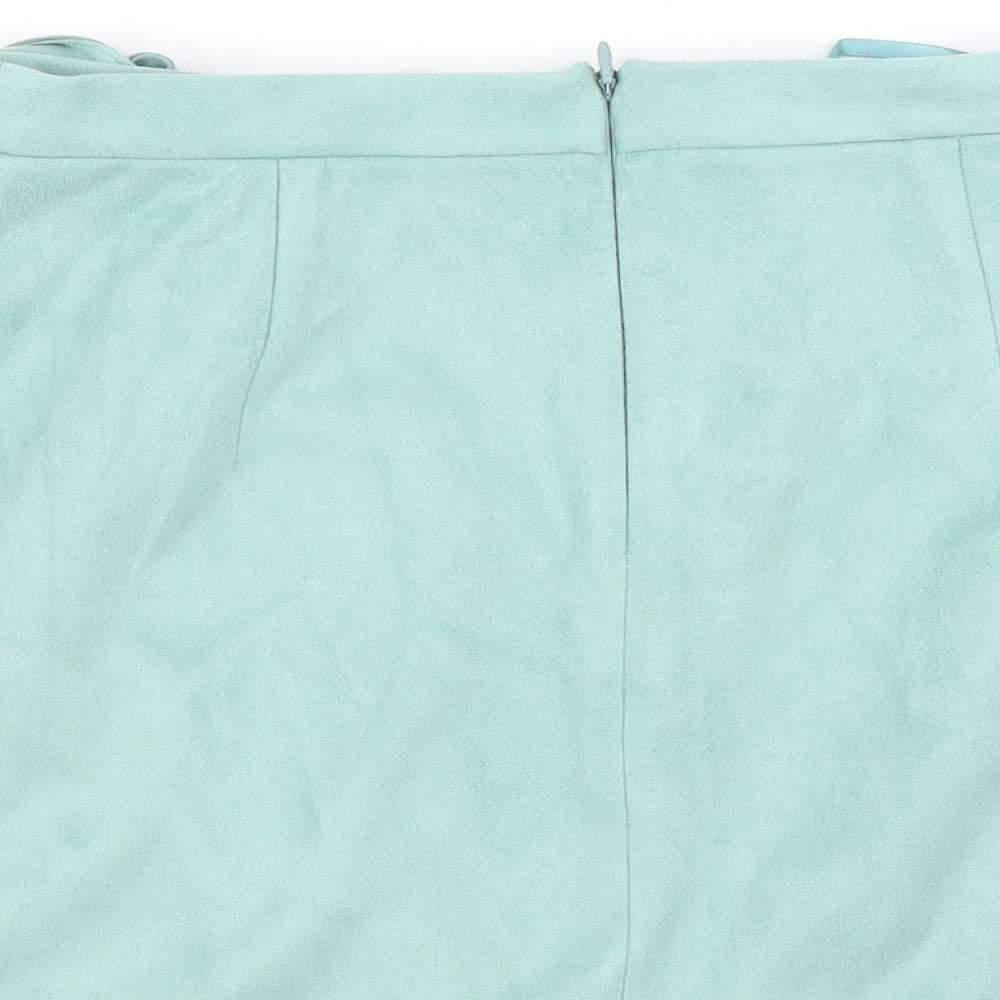River Island Womens Blue Polyester Mini Skirt Size 10 Zip