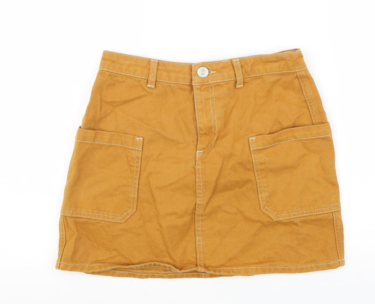 Urban Outfitters Womens Yellow Cotton Cargo Skirt Size S Zip