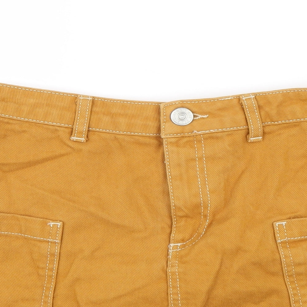 Urban Outfitters Womens Yellow Cotton Cargo Skirt Size S Zip