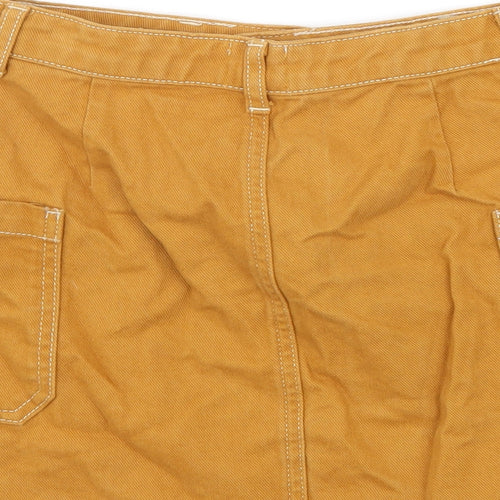 Urban Outfitters Womens Yellow Cotton Cargo Skirt Size S Zip