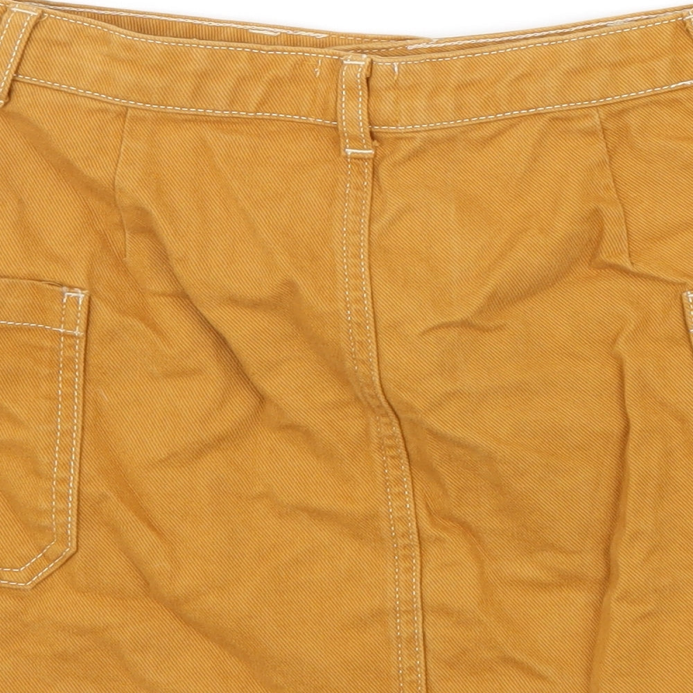 Urban Outfitters Womens Yellow Cotton Cargo Skirt Size S Zip