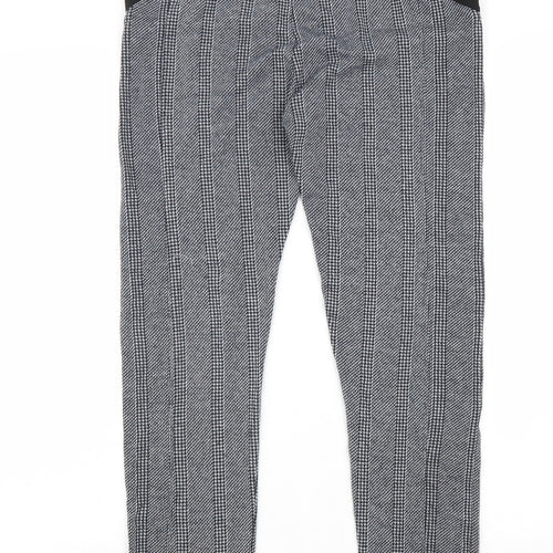 River Island Womens Black Geometric Polyester Trousers Size 16 L29 in Regular
