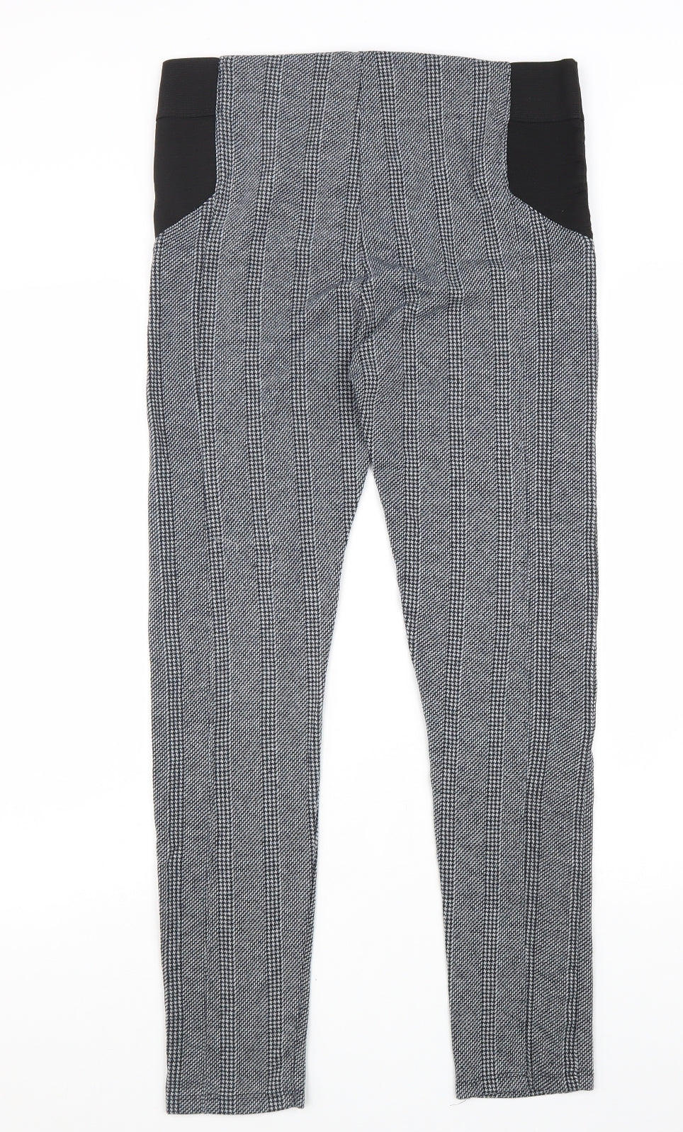 River Island Womens Black Geometric Polyester Trousers Size 16 L29 in Regular