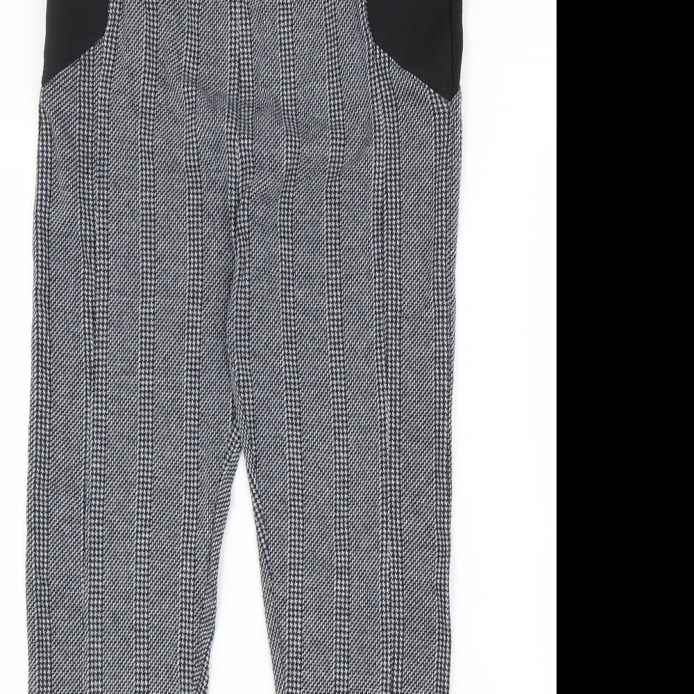 River Island Womens Black Geometric Polyester Trousers Size 16 L29 in Regular