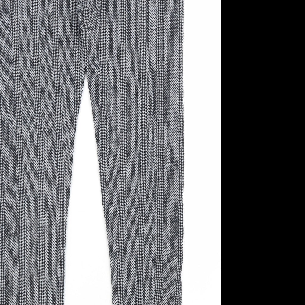 River Island Womens Black Geometric Polyester Trousers Size 16 L29 in Regular
