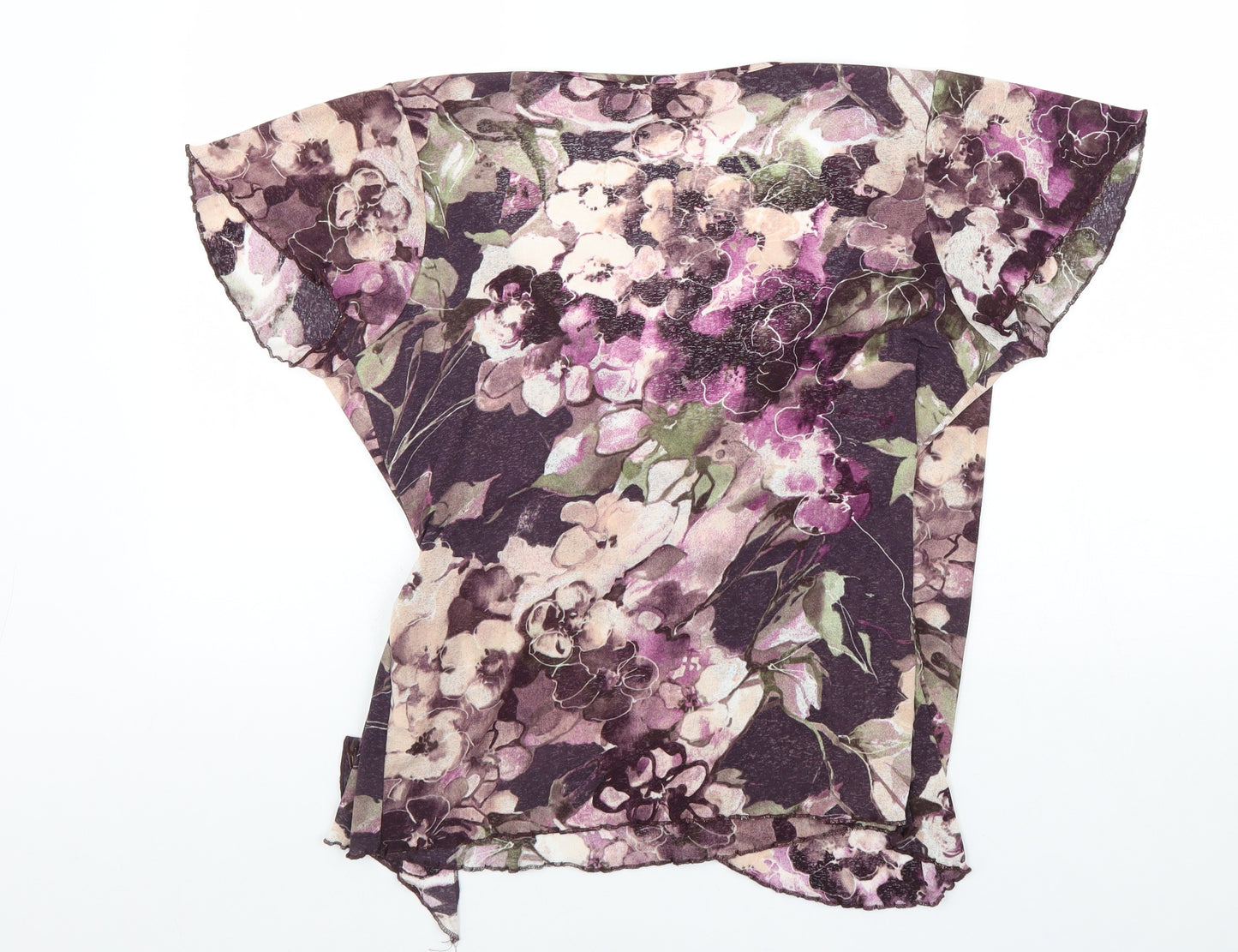 Wallis Womens Purple Floral Polyester Wrap Blouse Size 16 V-Neck