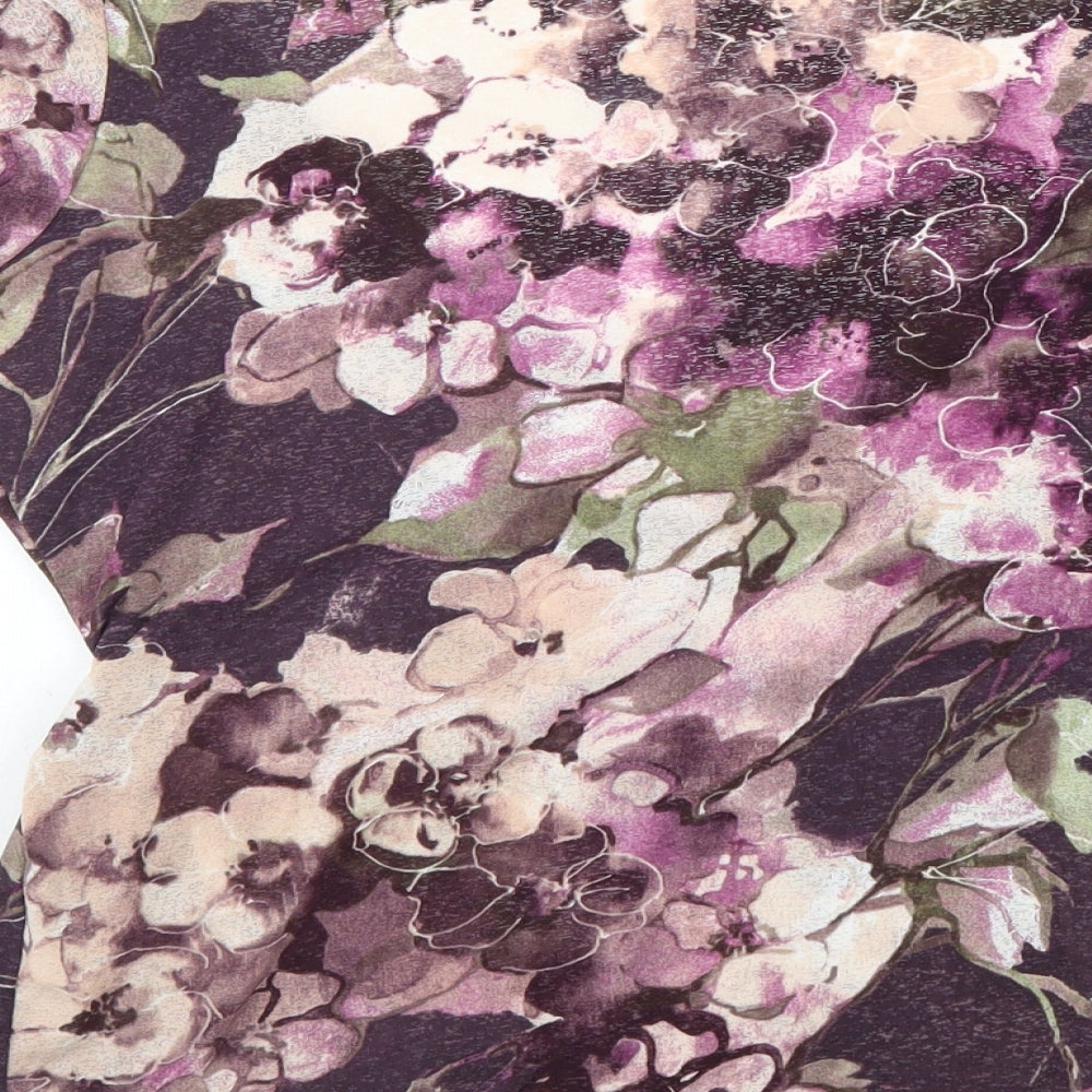 Wallis Womens Purple Floral Polyester Wrap Blouse Size 16 V-Neck