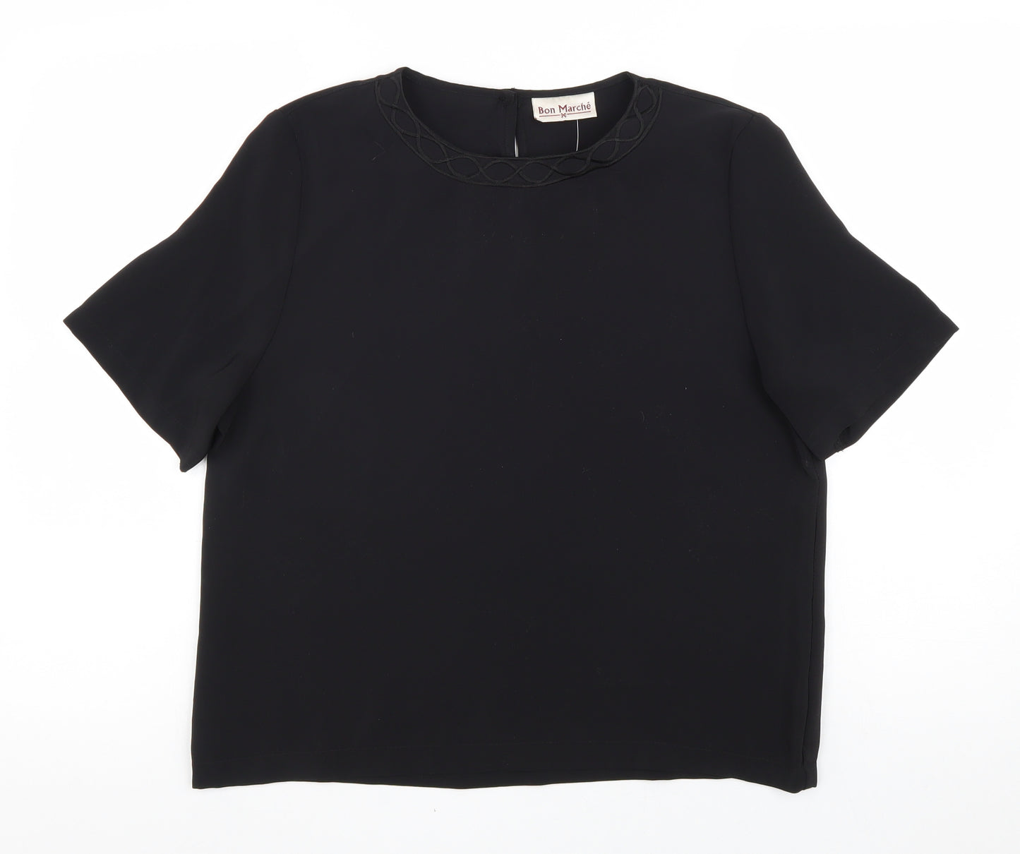 Bonmarché Womens Black Polyester Basic T-Shirt Size 14 Boat Neck