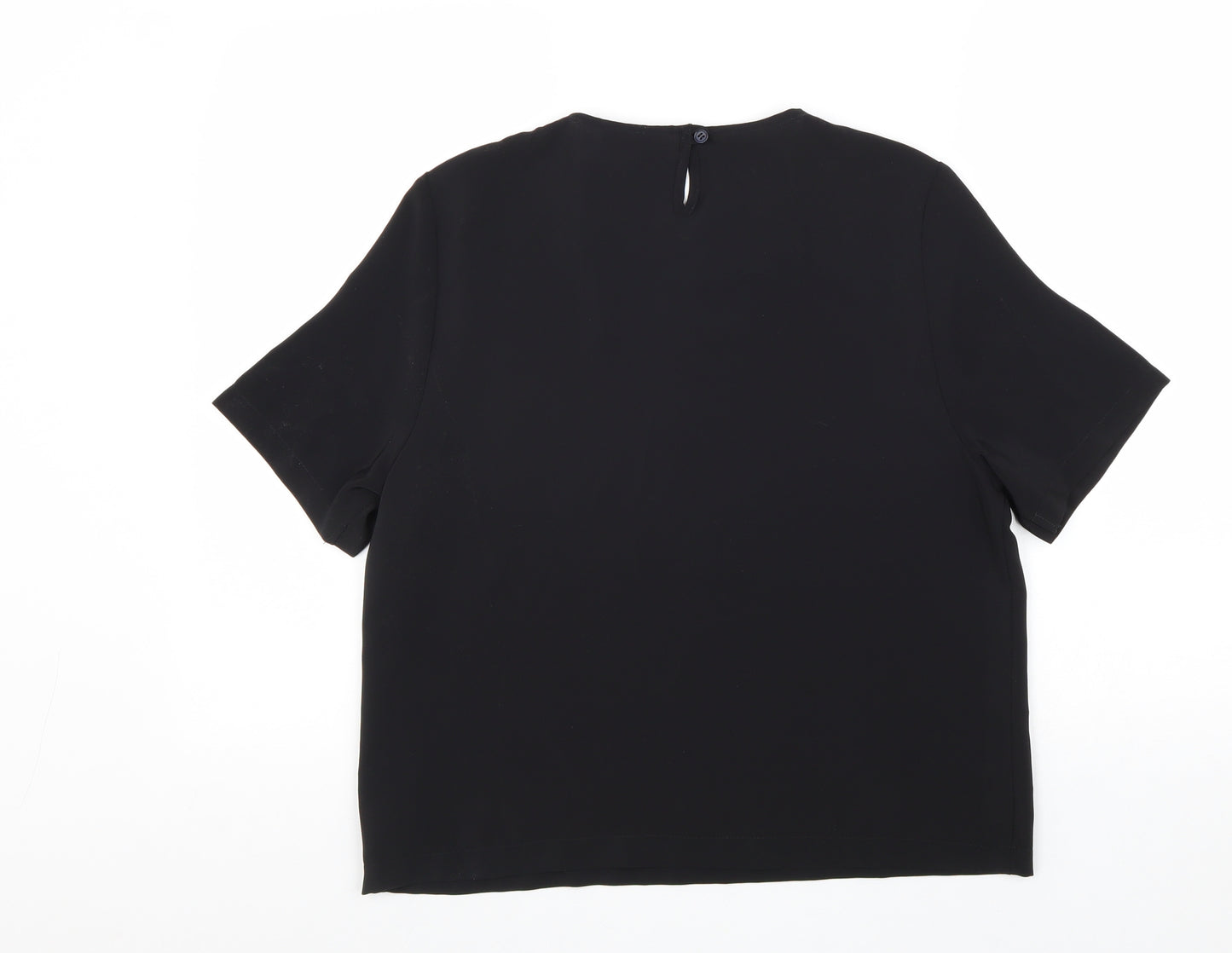 Bonmarché Womens Black Polyester Basic T-Shirt Size 14 Boat Neck