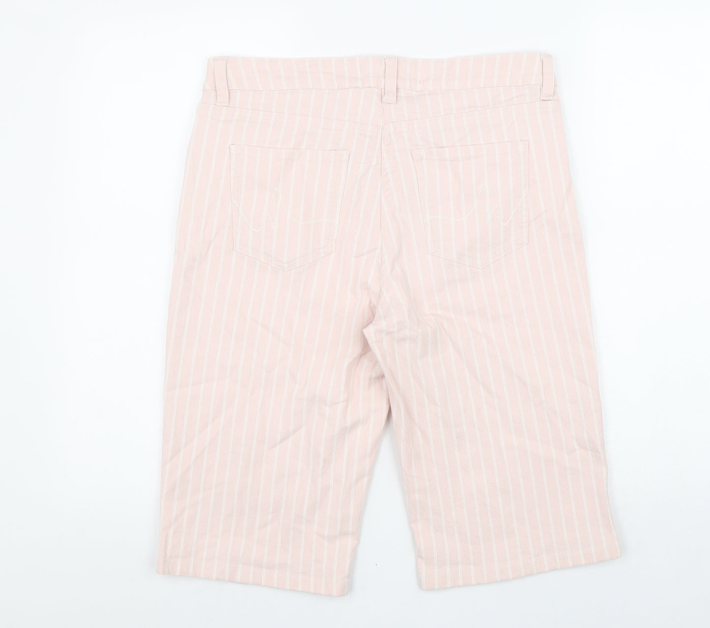 NEXT Womens Pink Striped Cotton Skimmer Shorts Size 12 L14 in Regular Zip