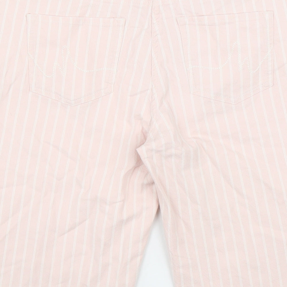 NEXT Womens Pink Striped Cotton Skimmer Shorts Size 12 L14 in Regular Zip