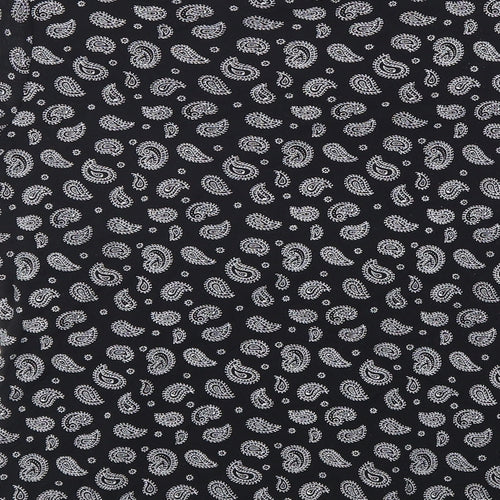 Preworn Womens Black Paisley Nylon Basic T-Shirt Size M Boat Neck
