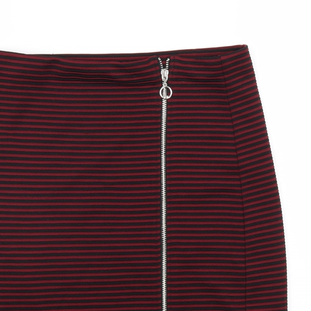 Atmosphere Womens Red Striped Polyester Straight & Pencil Skirt Size 14 Zip