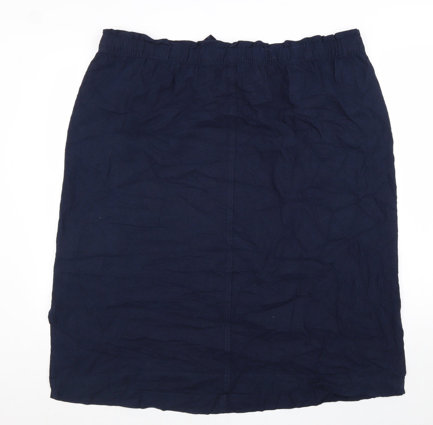 Marks and Spencer Womens Blue Linen Straight & Pencil Skirt Size 24 Tie