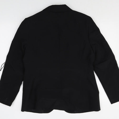 Preworn Womens Black Polyester Jacket Blazer Size 16