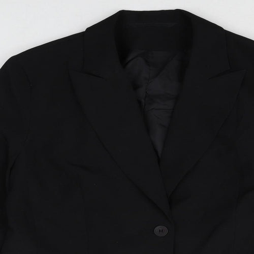 Preworn Womens Black Polyester Jacket Blazer Size 16
