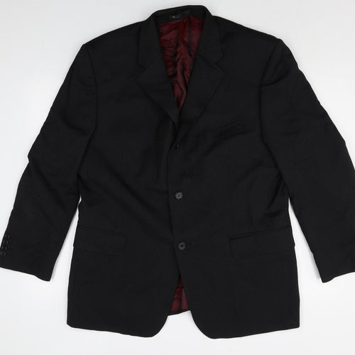 BHS Mens Black Polyester Jacket Suit Jacket Size 44 Regular