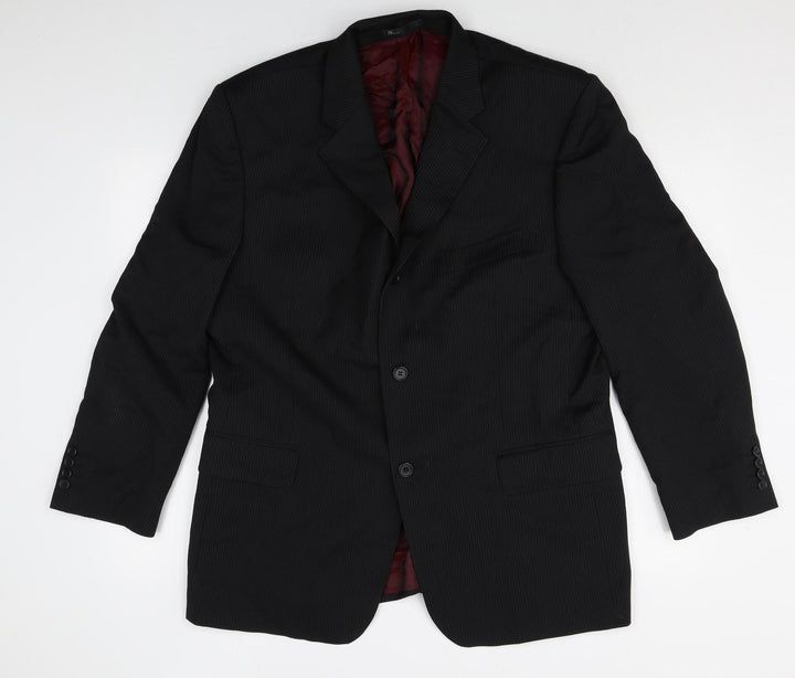 BHS Mens Black Polyester Jacket Suit Jacket Size 44 Regular